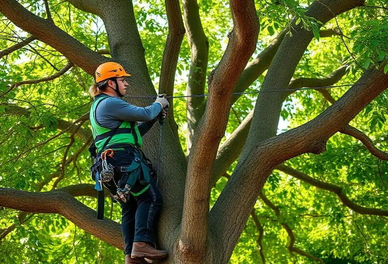 Élagueur Arb'Ouest en intervention sur un arbre en Finistère Sud